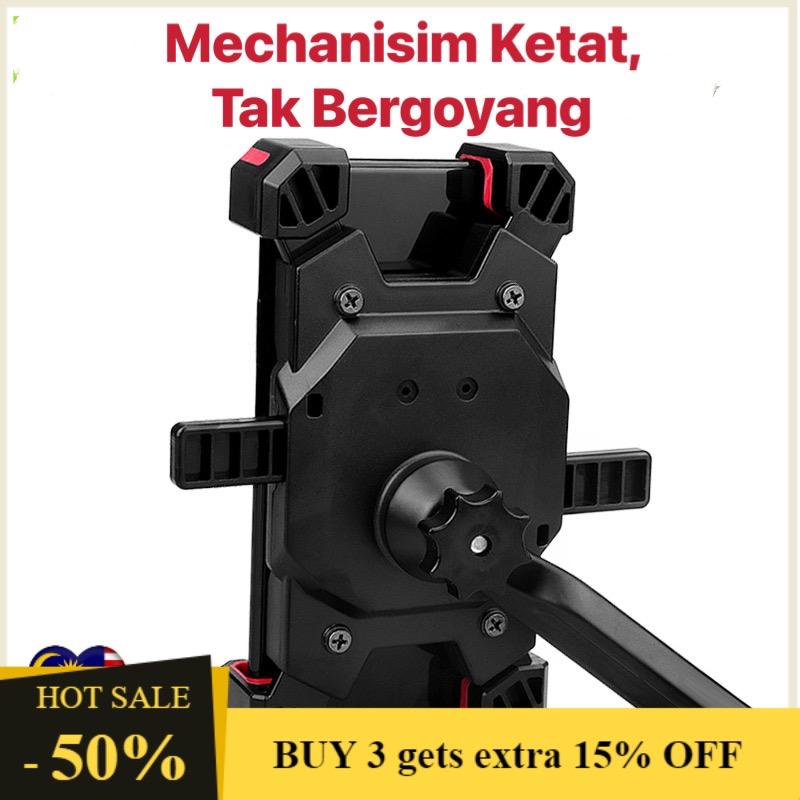Braket telefon bimbit basikal 360 ° berputar satu button kunci pemegang ketat & selamat - Image 9